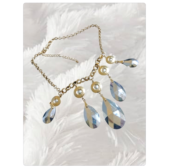 Gold Tone Statement Necklace with Multicolor Beads - Picture 4 of 4